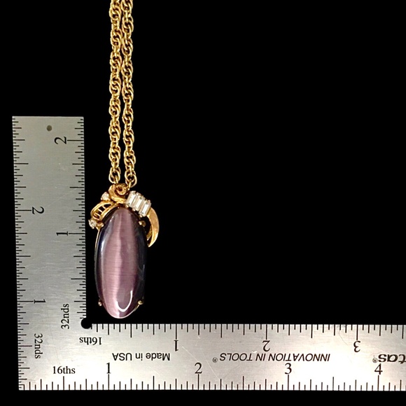 Vintage Purple Stone Pendant & Chain Necklace - Picture 7 of 7